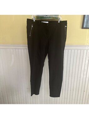 per Se Black Slim-Fit Pants With Zipper Pockets